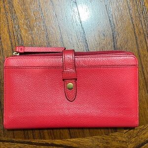 Fossil red coral colorblock wallet